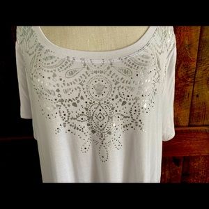 Zenergy by chicos size XXX L soft embellished tee a little spandex new no tags